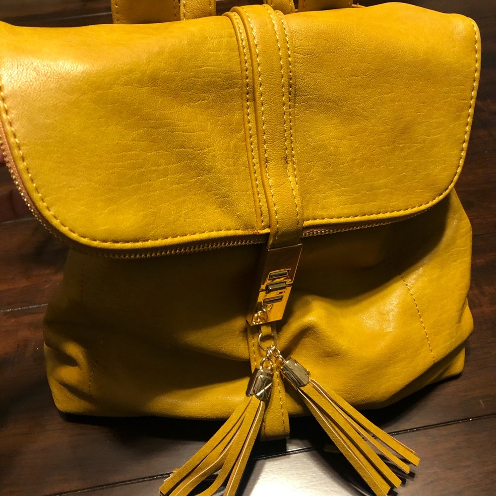 Backpack purse mustard yellow